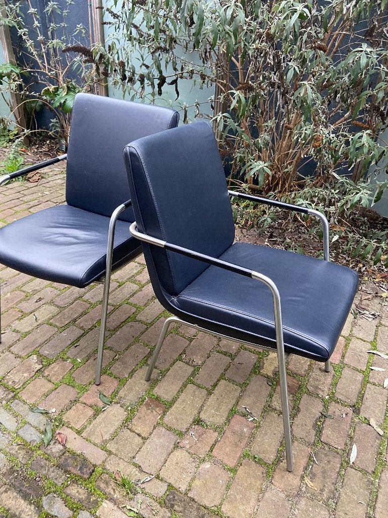1x Gelderland Zoom Young International eetkamerstoel, Ophalen, Gebruikt, Leer, Blauw