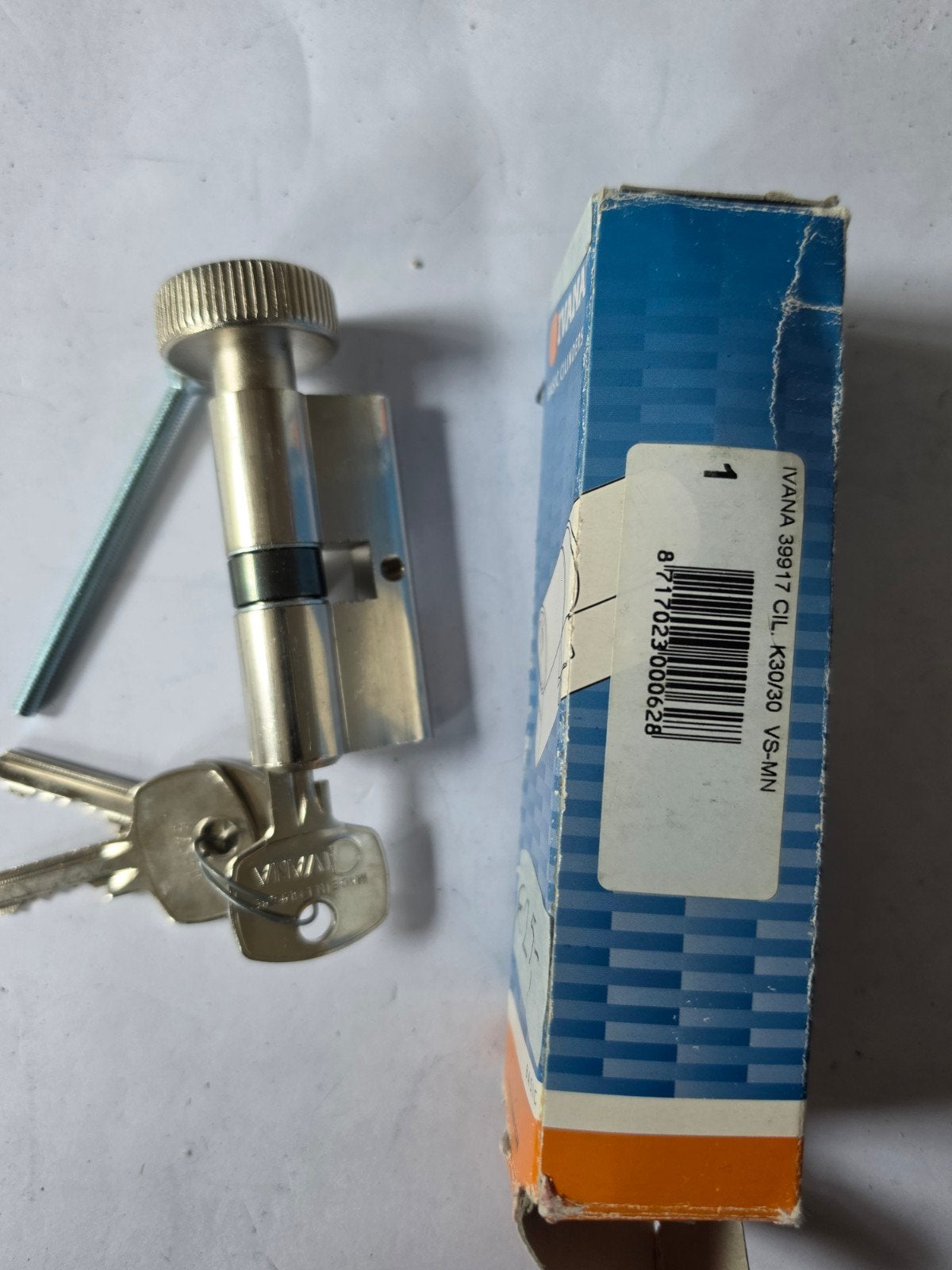 Ivana cilinderslot met knop en 3 sleutels, Ophalen of Verzenden, Nieuw, Rvs, Slot