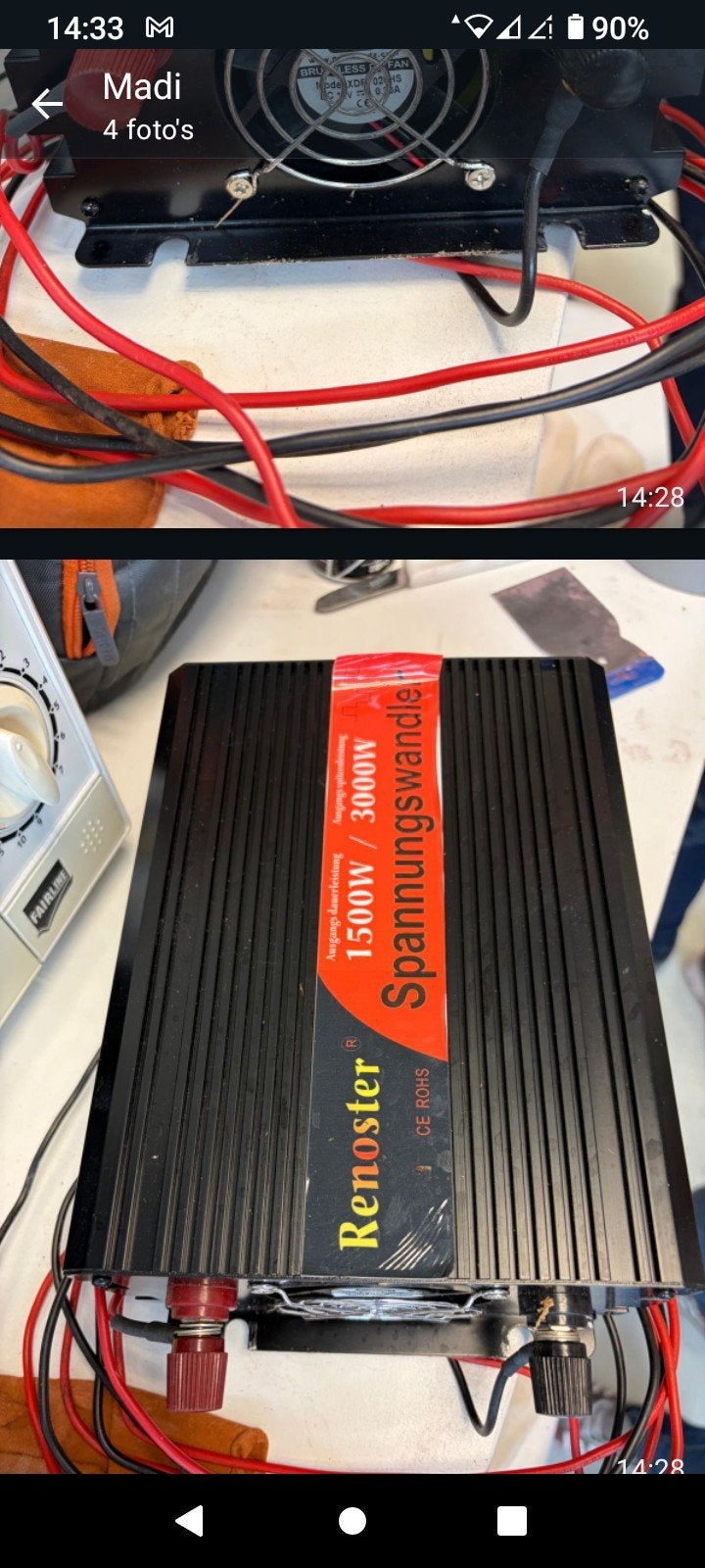 Omvormer 1500w3000piek, Ophalen, Zo goed als nieuw