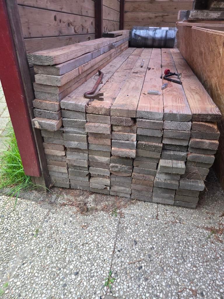 Partij houten balken 12x4x300, Ophalen, Overige houtsoorten, Minder dan 25 mm, Minder dan 200 cm