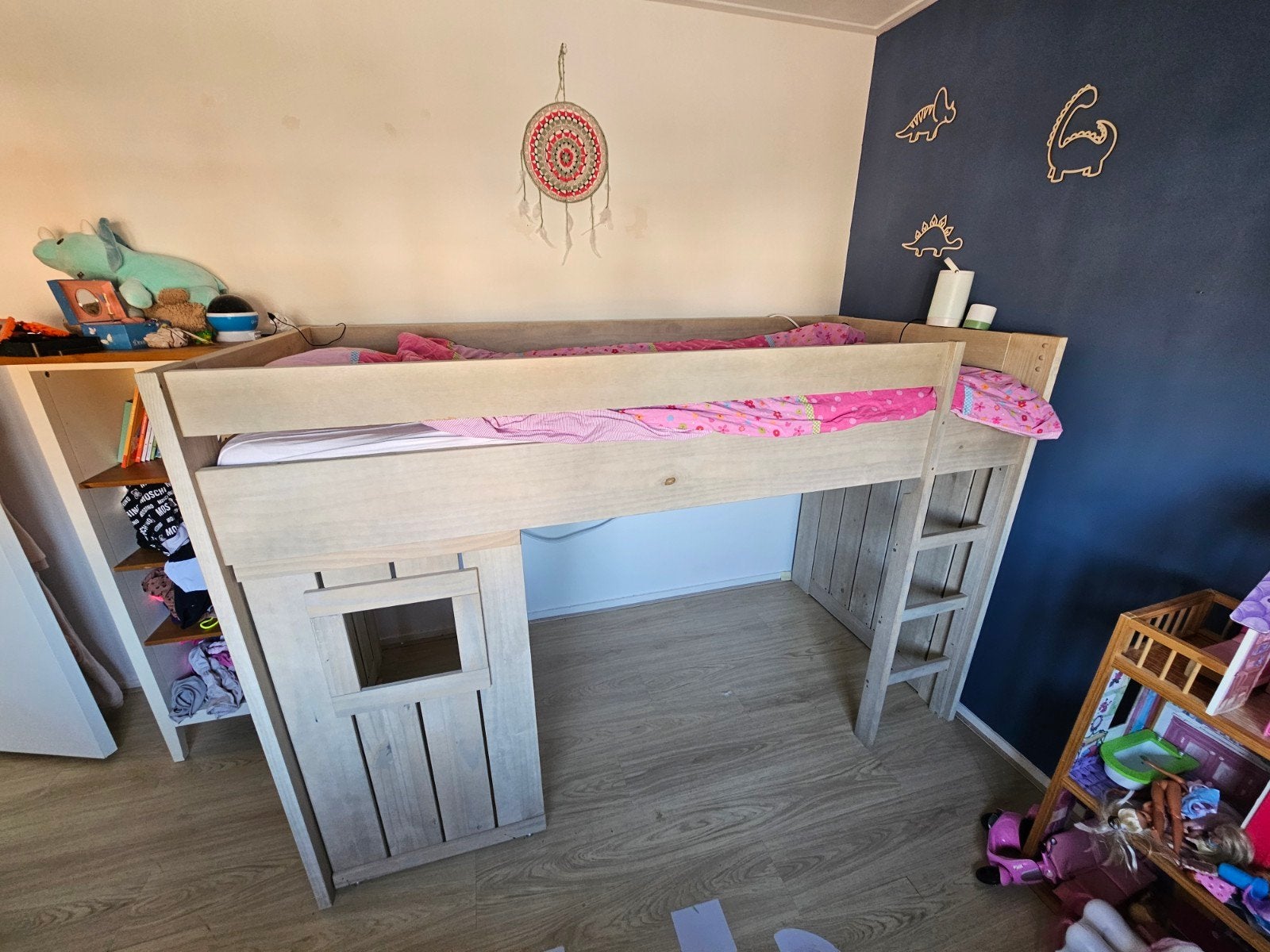 Hoogslaper met speelhuisje en trap, Ophalen, Eenpersoons, 160 tot 180 cm, Zo goed als nieuw