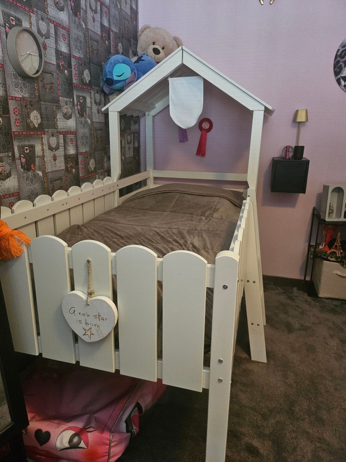 Boomhutbed wit met matras en lattenbodem, Kinderen en Baby's, 85 tot 100 cm, Gebruikt, 180 cm of meer, Ophalen