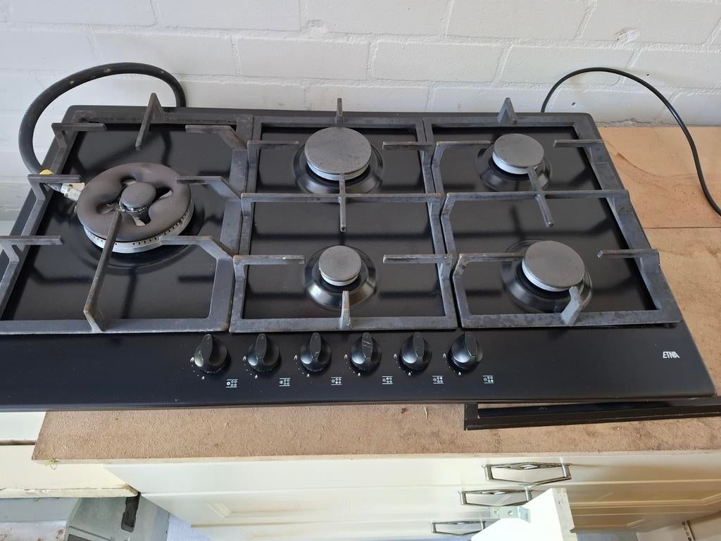 Kookplaat met wokbrander - Prima conditie, Gebruikt, Ophalen of Verzenden, Inbouw, Gas