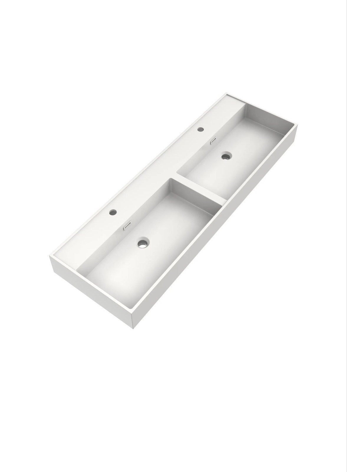 Brauer Gravity dubbele wastafel 140x46 cm - Glans wit, Ophalen, Nieuw, Steen, Wastafel