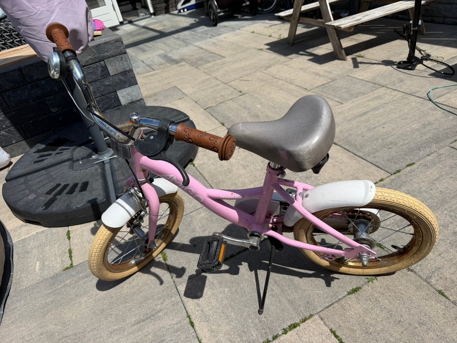 Roze kinderfiets met terugtraprem, Fietsen en Brommers, Ophalen, Terugtraprem, Zijwieltjes, Gebruikt