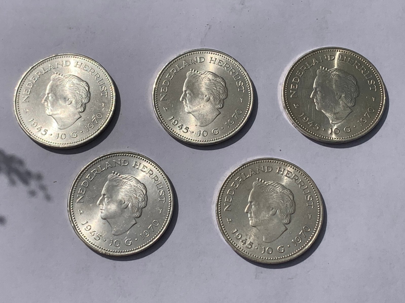 5 kwaliteit zilveren tientjes nederland herrijst 1945-1970, Postzegels en Munten, Munten | Nederland, Ophalen of Verzenden, Koningin Juliana