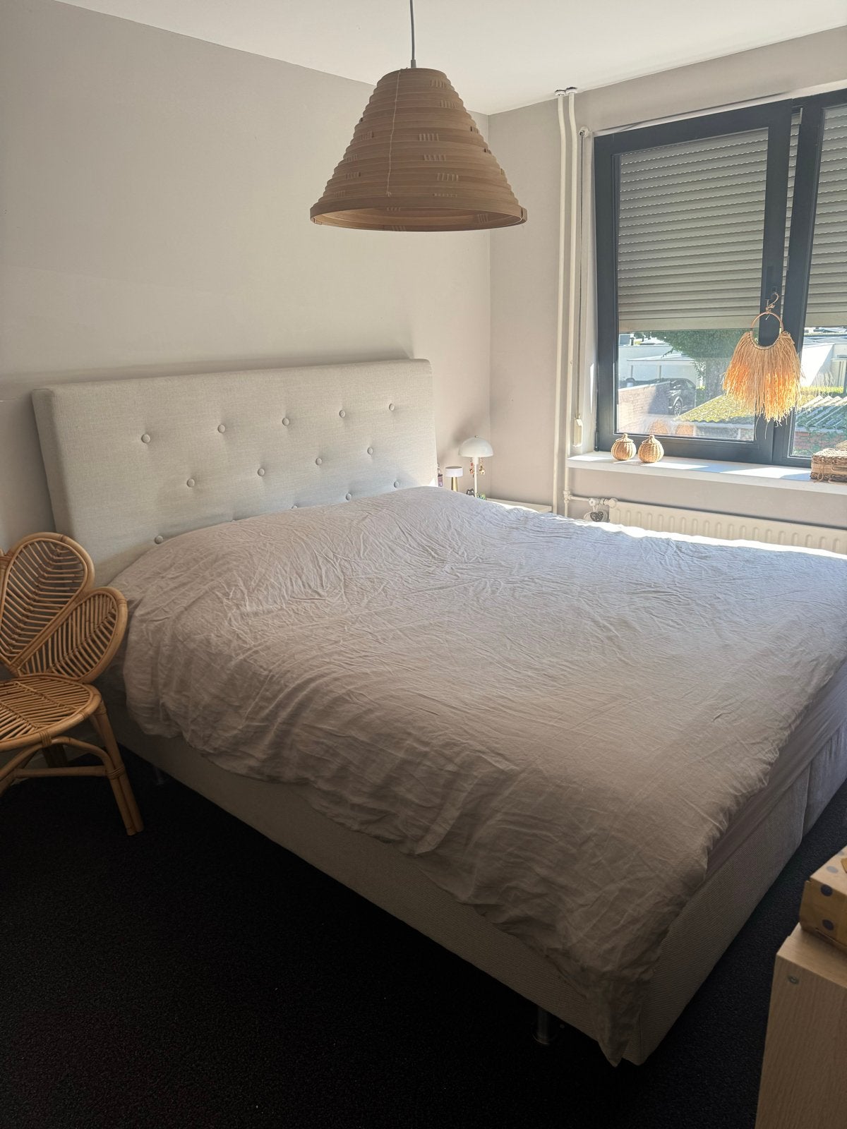 IKEA Sultan Atloy Boxspring met Hoofdbord - 180x200 cm, Ophalen, Gebruikt, Beige, Tweepersoons