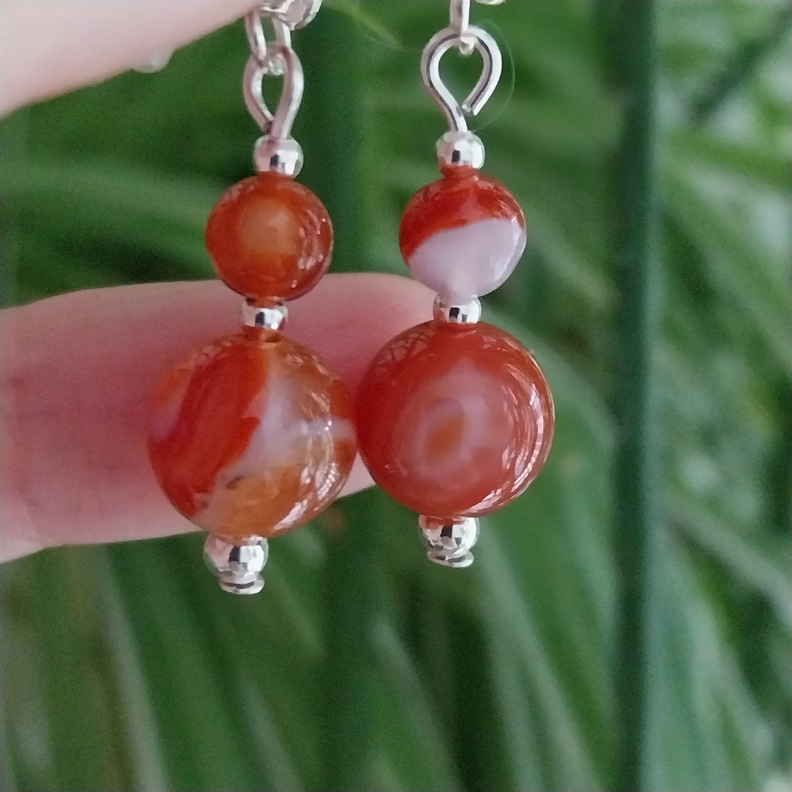 Oranje Agaat oorbellen #16055, Sieraden, Tassen en Uiterlijk, Oorbellen, Overige materialen, Hangers, Verzenden, Oranje