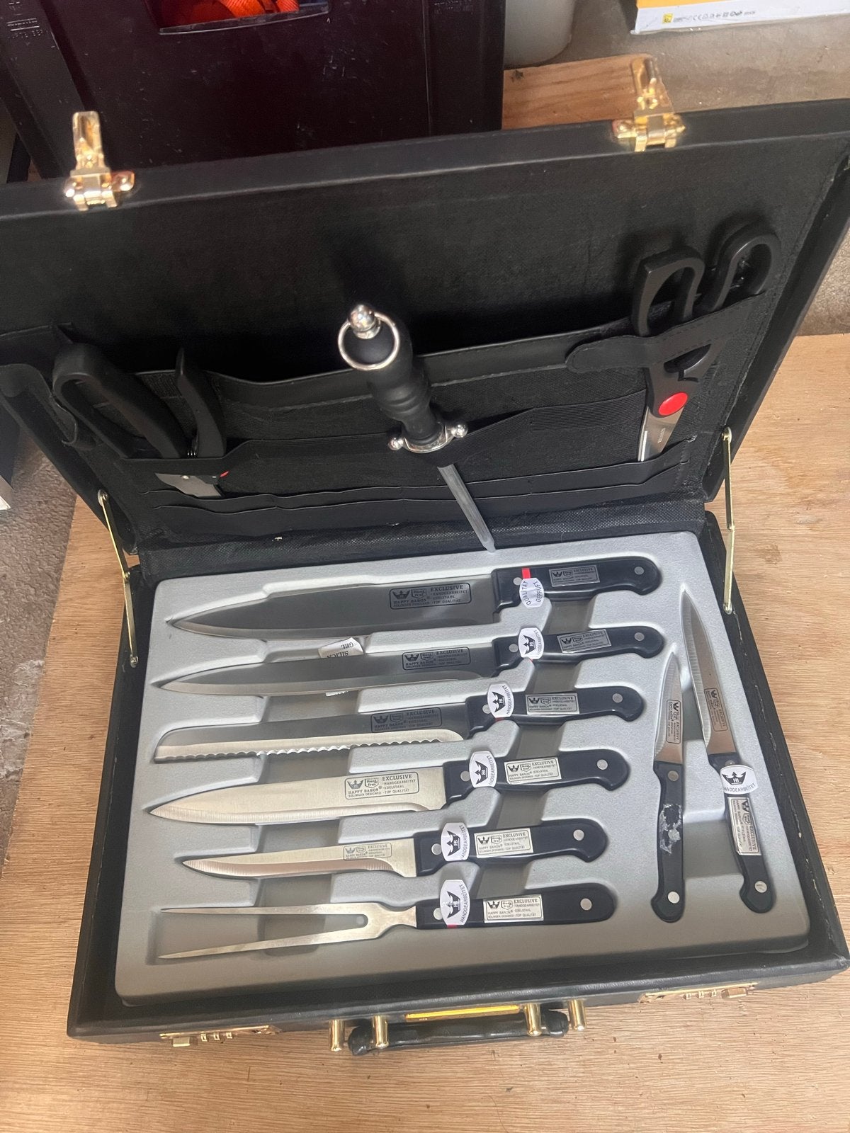 Nieuwe messen set met koffer - Happy Baron Solingen, Ophalen, Overige typen, Nieuw, Zwart