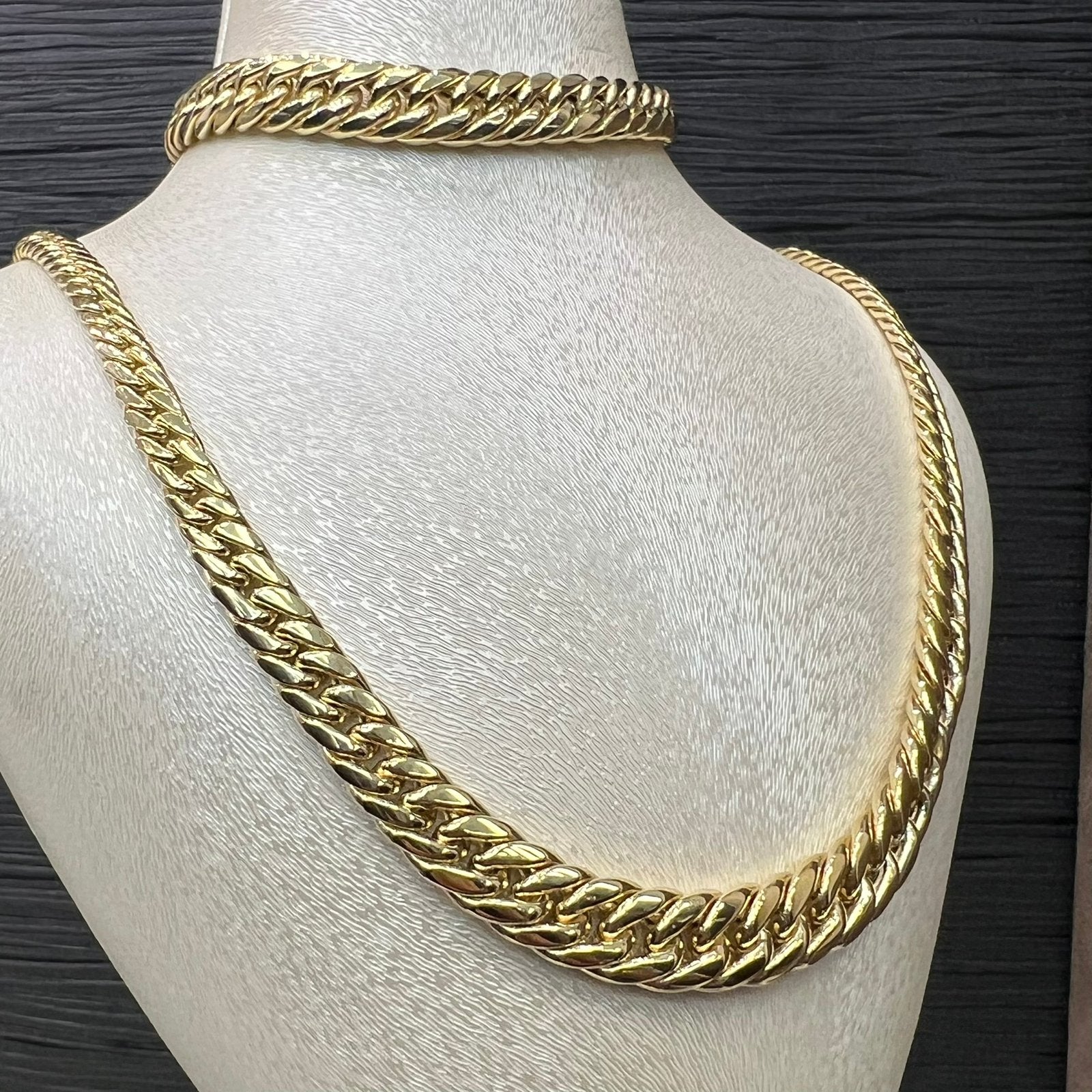 14k gouden ketting armband set cuban gourmet schakel, Ophalen of Verzenden, Zo goed als nieuw