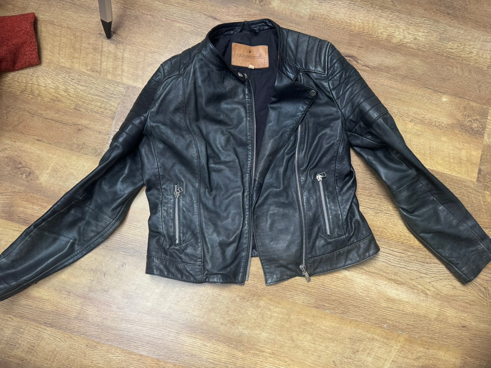 Leren jack goosecraft (maat xl) valt kleiner, Ophalen, Zo goed als nieuw, Zwart