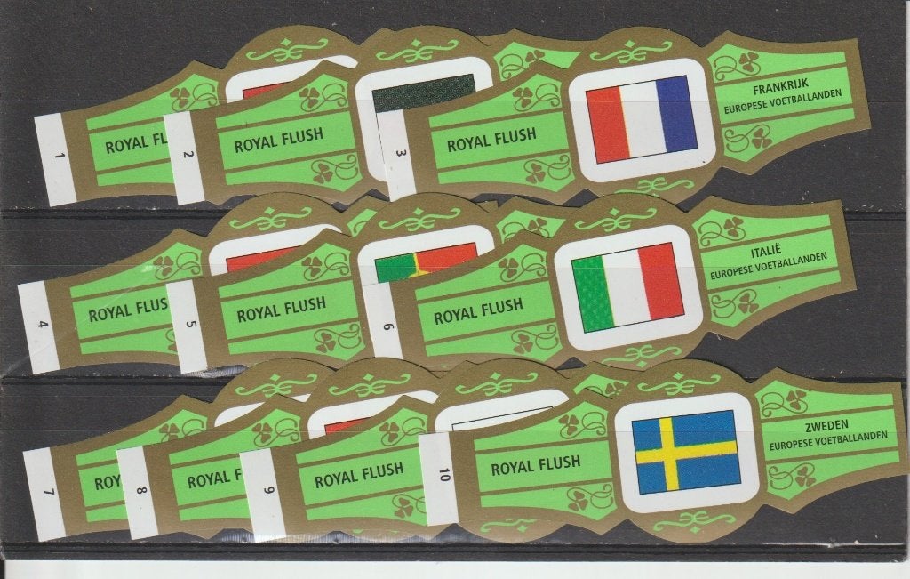 reeks   1156   vlaggen     1-10   sigarenbanden, Ophalen of Verzenden, Zo goed als nieuw, Sigarenbandjes