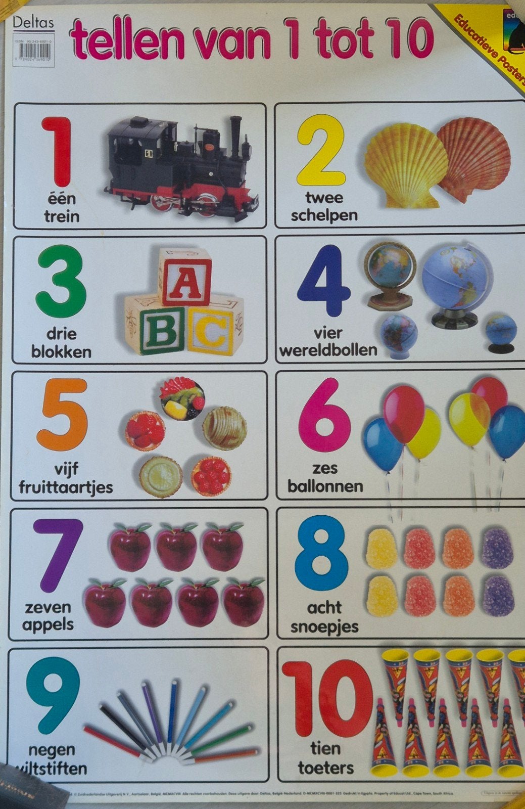 Educatieve Poster 'Tellen van 1 tot 10' (76x51,5 cm), Boeken, Ophalen of Verzenden, Zo goed als nieuw