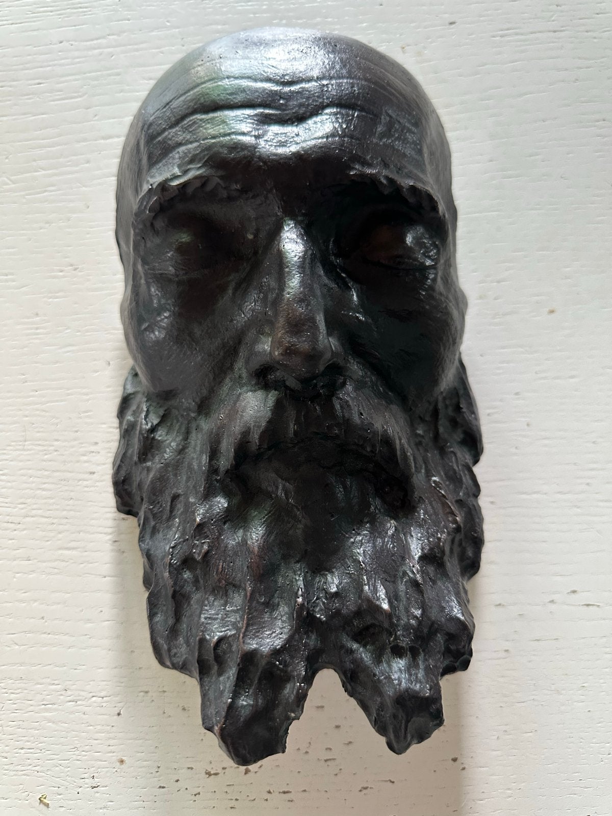 Bronzen wandmasker bebaarde man - Rodin stijl, Antiek en Kunst, 20 - 50 cm, Bruin, Europa, Overige stijlen