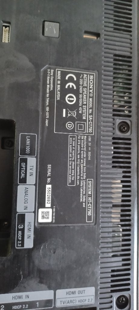 Sony soundar HT-CT790, Ophalen, 70 watt of meer, Overige spelers, Sony