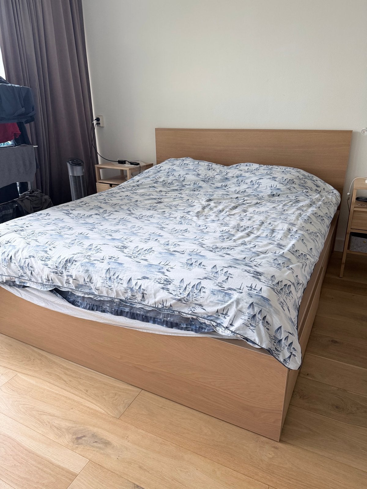 Ikea Malm bed 160x200 - Ophalen rond 10 september, Gebruikt, Bruin, Tweepersoons, Ophalen of Verzenden