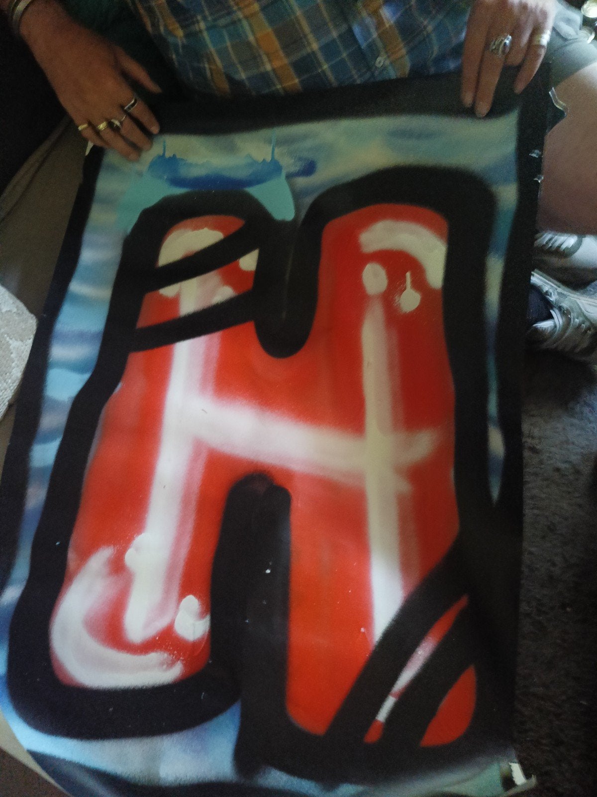 Schilderij op papier - Letter H in Herman Brood stijl, Ophalen, Papier/karton, Gemengde techniek, Overig onderwerp