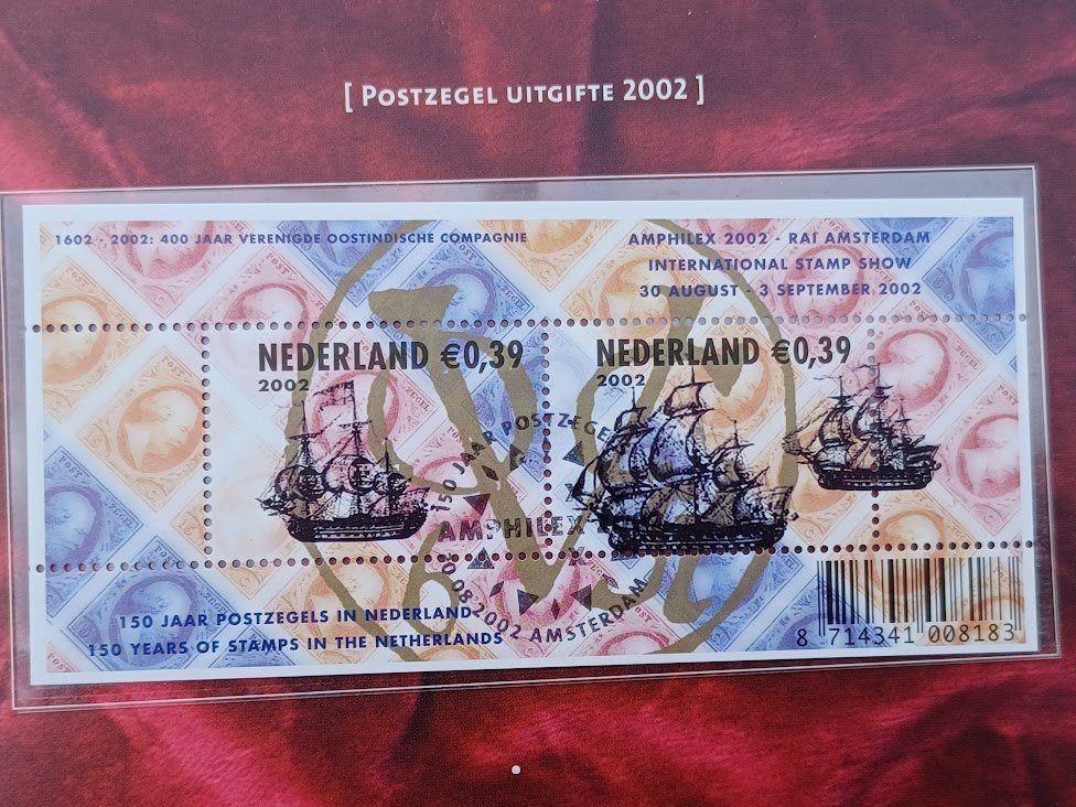 Mapje 150 jaar Postzegels in Nederland - Amphilex 2002, Ophalen of Verzenden, Na 1940, Gestempeld