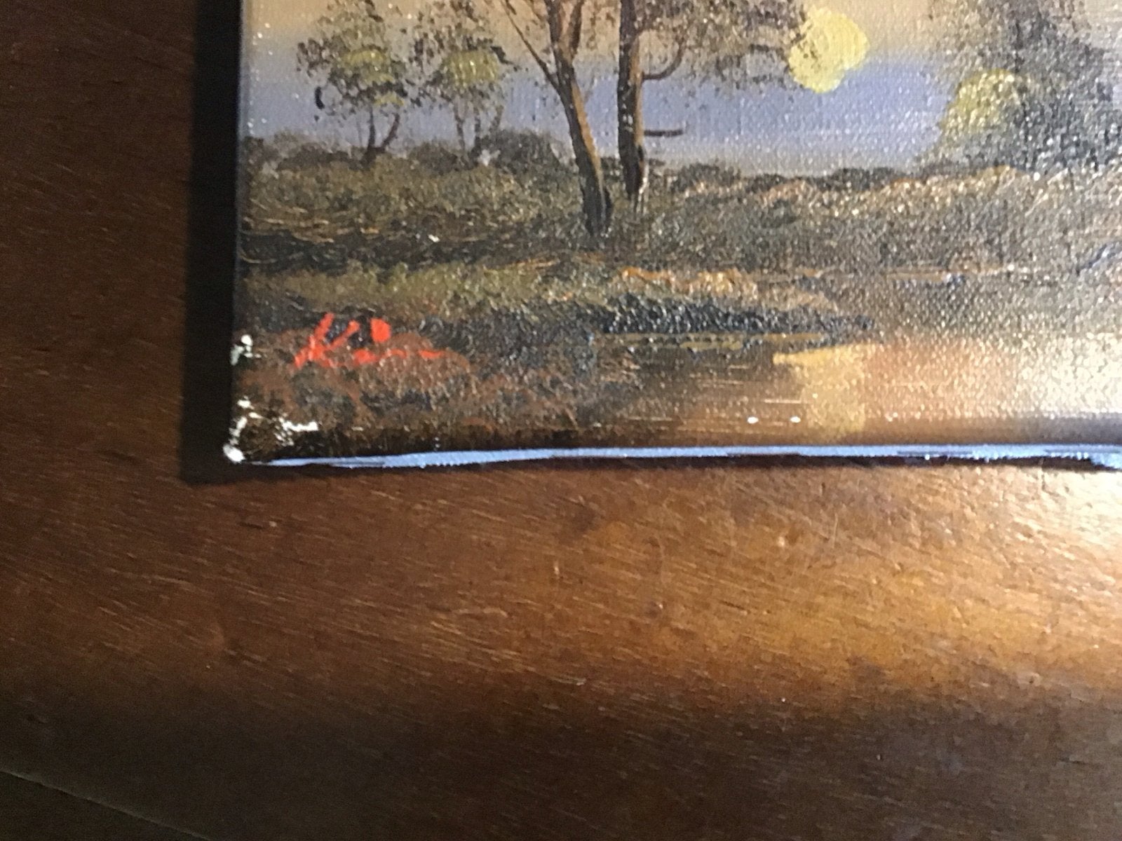 Schilderij Landschap met rivier en zonsondergang, Doek, Realistisch, Ophalen of Verzenden, Olieverf