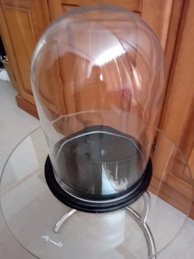 Glazen stolp, Huis en Inrichting, Glas, Ophalen of Verzenden, Gebruikt, Met plateau