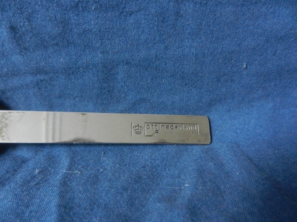 Metalen thee ei lepel voor PTT Nederland jaren 80, Zilver, Ophalen of Verzenden, Gemerkt, Metaal