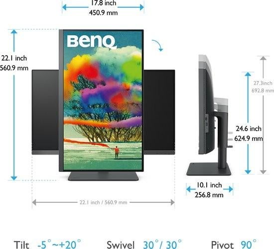 BenQ PD2705U 4K Monitor voor Mac - 27 inch IPS USB-C, IPS, USB-C, Onbekend, BenQ Corporation