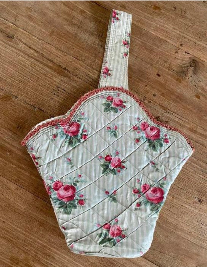 Vintage tas van stof met rozen, Ophalen of Verzenden, Nieuw, Overige kleuren, Handtas
