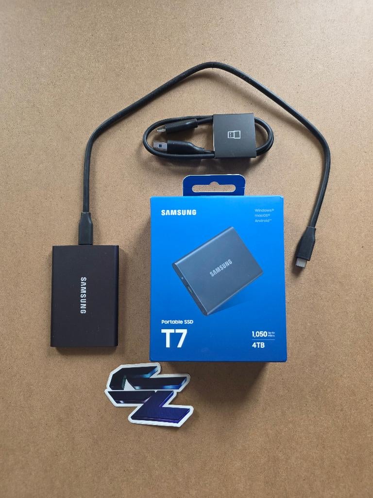 Samsung Portable SSD T7 4TB Grijs, Computers en Software, Harde schijven, 4TB (4000GB), SSD, Ophalen of Verzenden, Zo goed als nieuw