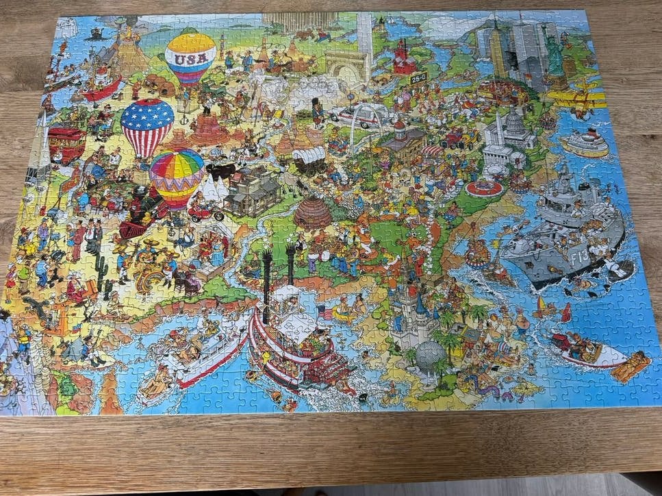 Jan van Haasteren USA Legpuzzel 1000 stukjes, Ophalen of Verzenden, 500 t/m 1500 stukjes, Gebruikt, Legpuzzel