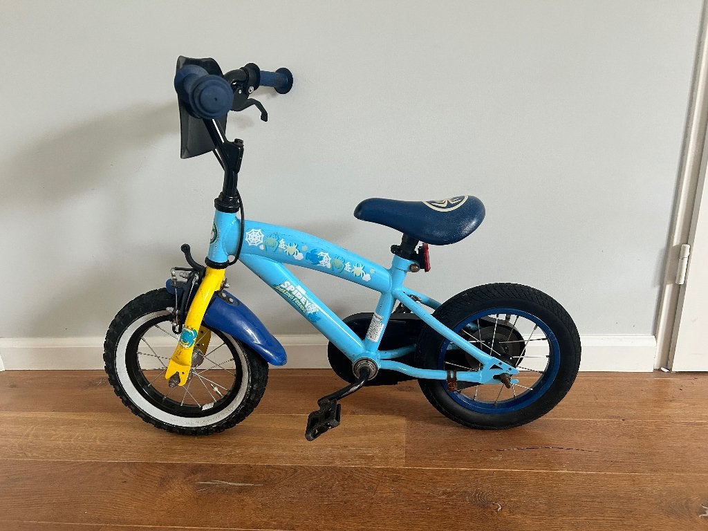 Blauwe Spider-Manfiets 12 inch, Ophalen, Gebruikt, Terugtraprem, Minder dan 16 inch