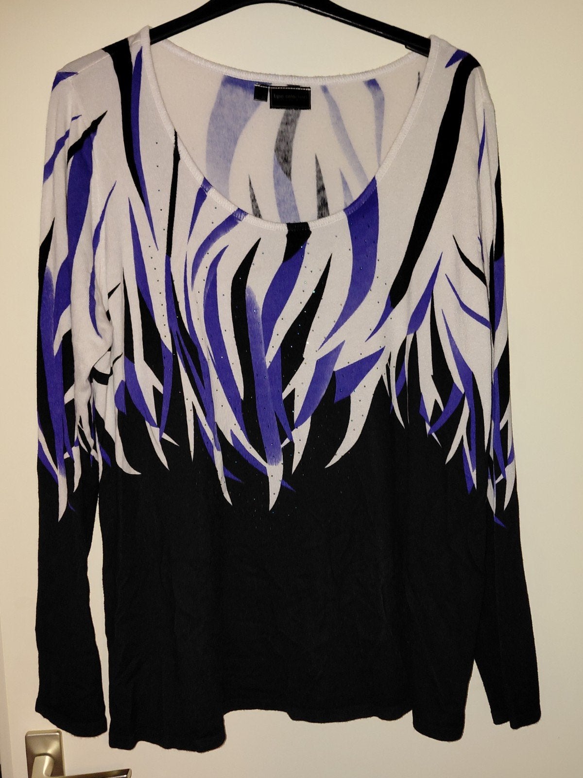 Zwart/Wit/Blauwe trui lange mouwen maat 56/58 gedragen, Ophalen of Verzenden, Gedragen, Meerkleurig, Trui of Vest