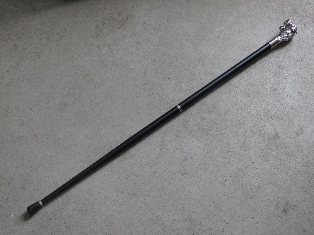 Wandelstok,Leeuw,Metaal,Zwart,Nikkel,Handvat, Antiek en Kunst, Verzenden