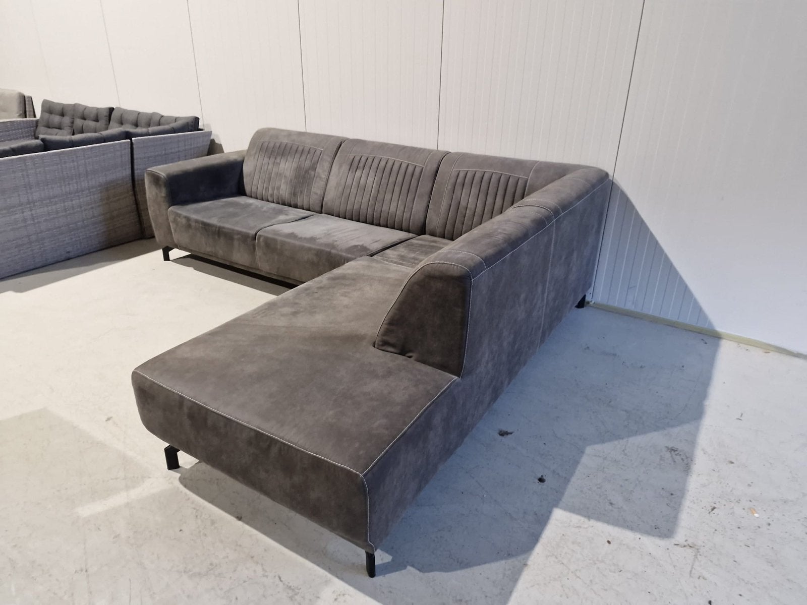 Schitterende microleder hoekbank - perfecte staat, Huis en Inrichting, Banken | Bankstellen, Ophalen, Overige materialen, 100 tot 125 cm