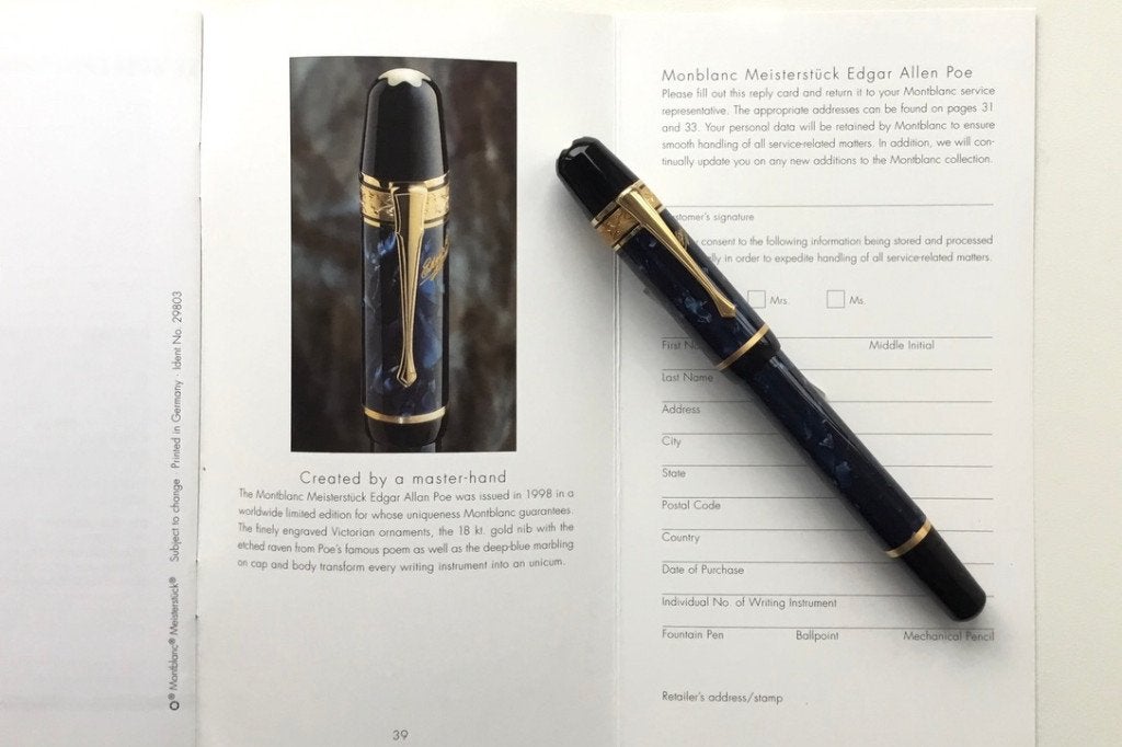 Montblanc Vulpen Writers Edition 1998 Edgar A Poe, Verzamelen, Pennenverzamelingen, Ophalen of Verzenden, Zo goed als nieuw, Vulpen