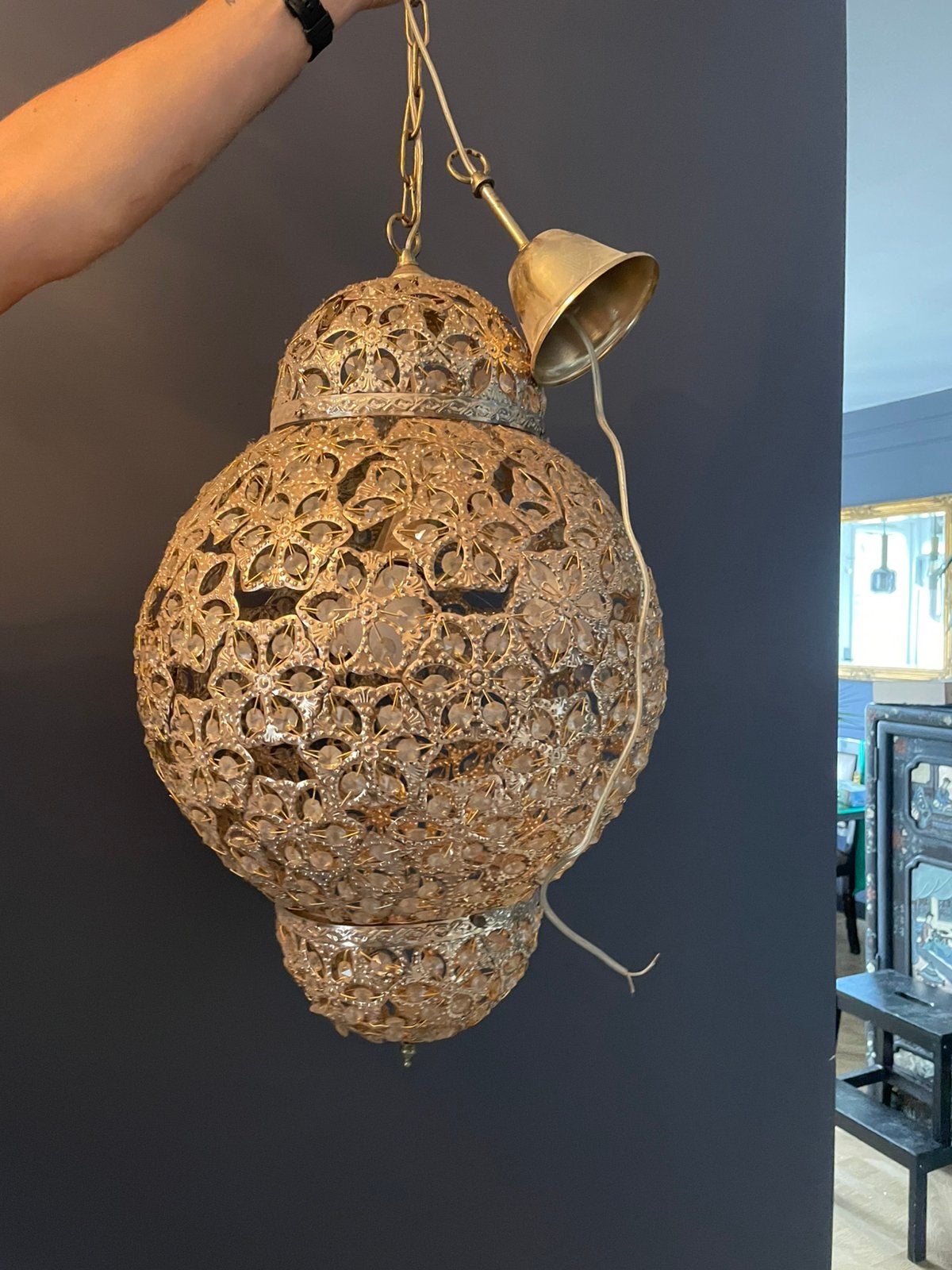 Prachtige oosterse hanglamp goud, Ophalen, Zo goed als nieuw