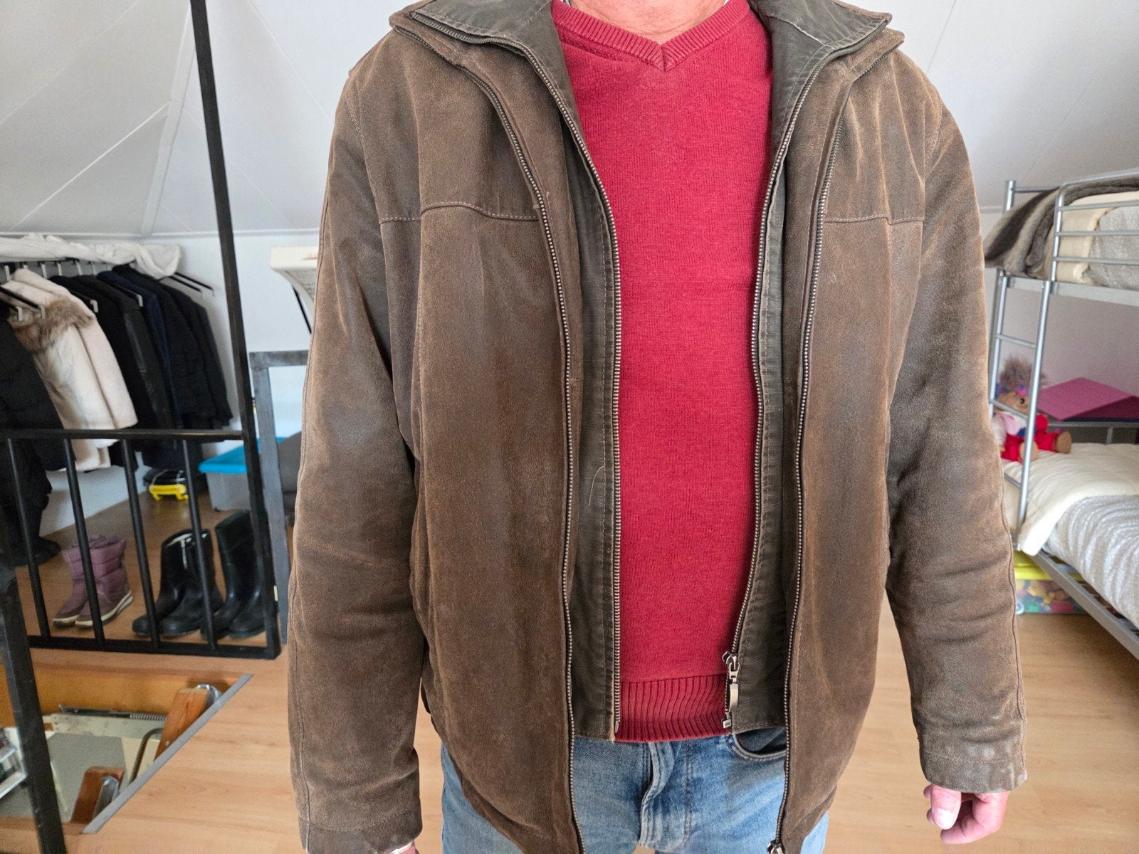 C&A Canda Heren Leren Jas - Maat L, Maat 52/54 (L), Bruin, Ophalen of Verzenden, Gedragen