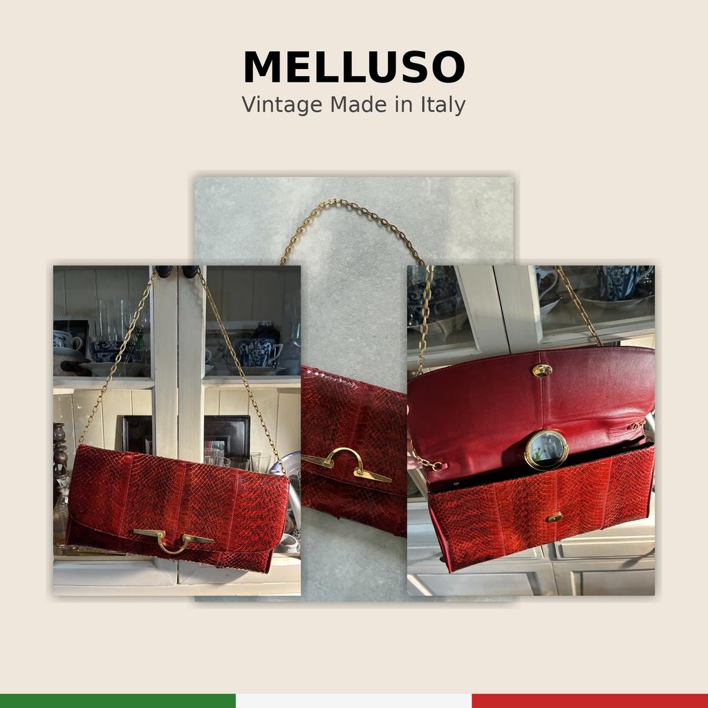 Melluso Italië 1970s Vintage Designer Handtas/Schoudertas, Ophalen of Verzenden, Gebruikt, Rood, Handtas