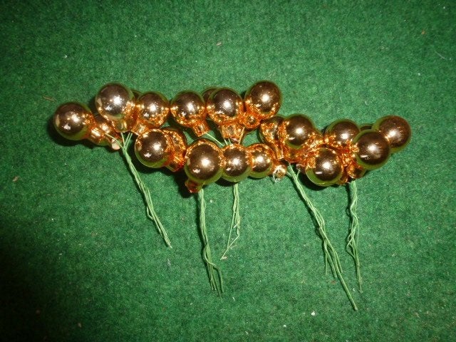 24 oranje/koper glas kerstballen op stok 20 mm 12 cm lang, Ophalen of Verzenden, Nieuw