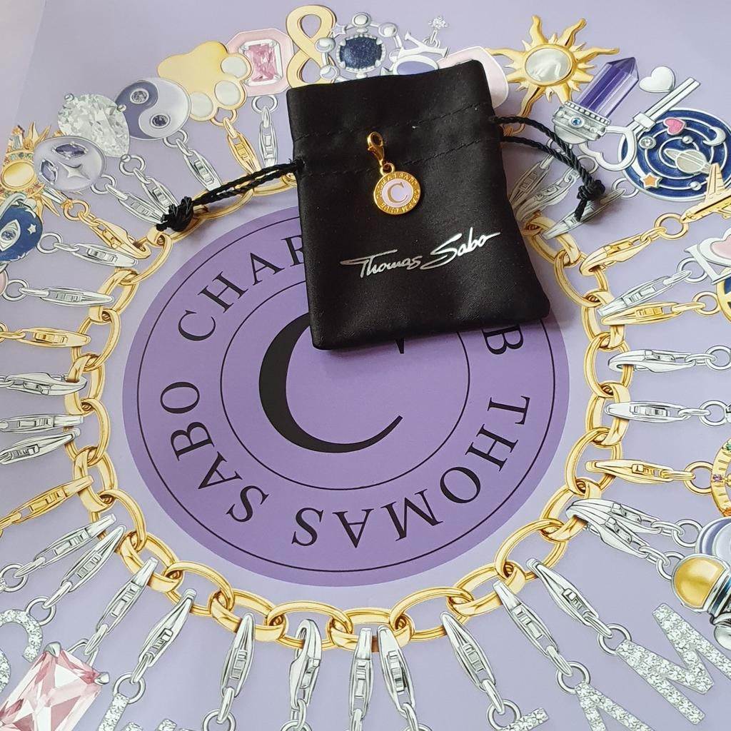 Thomas Sabo bedel letter C goudkleurig, Sieraden, Tassen en Uiterlijk, Ophalen of Verzenden, Nieuw, Zilver