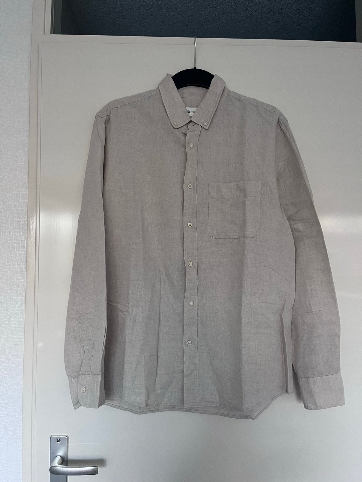 Zara overhemd beige maat M, Ophalen of Verzenden, Zo goed als nieuw, Beige, Halswijdte 39/40 (M)