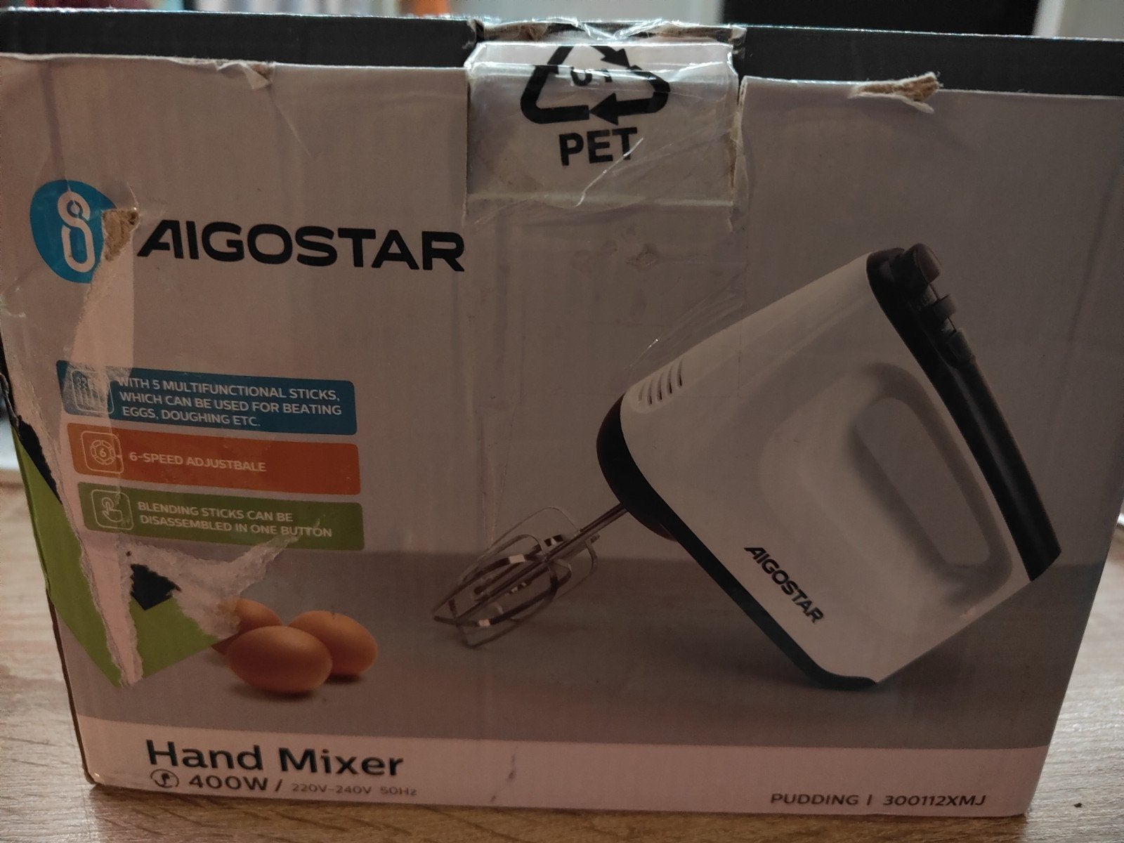 Aigostar Handmixer 400W met 5 snelheden en accessoires, Nieuw, 3 snelheden of meer, Ophalen of Verzenden, Vaatwasserbestendig