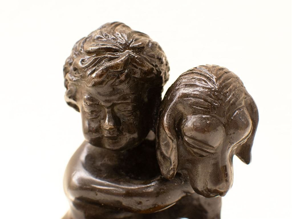Bronzen beeld kind met haar hond 33033, Ophalen of Verzenden, Gebruikt, Mens