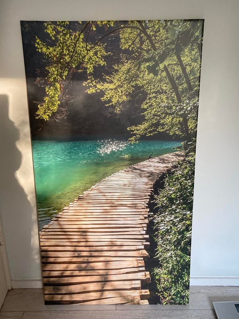 Groot canvasdoek canvas foto schilderij natuur Plitvice, Ophalen, Groen, 70 cm, Boho