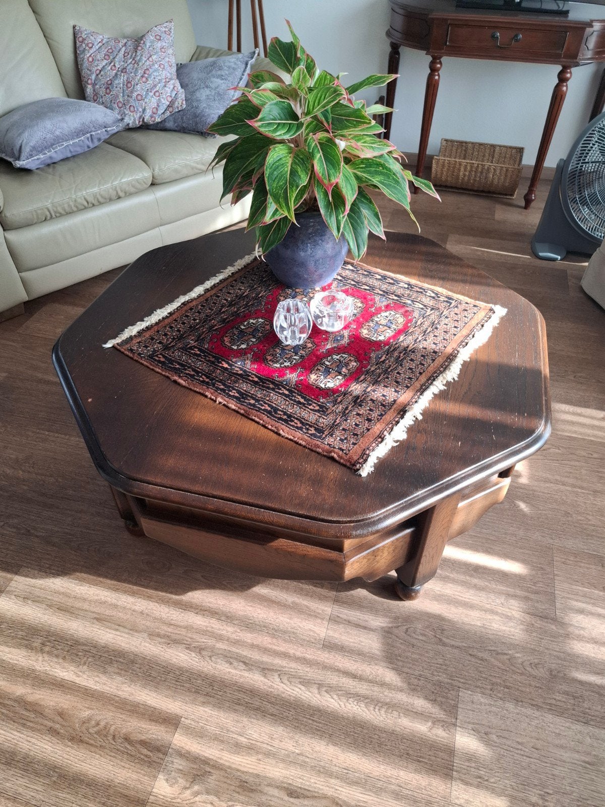 zeshoekige salontafel van eikenhout, Ophalen, 50 – 75, Gebruikt, 50 tot 100 cm