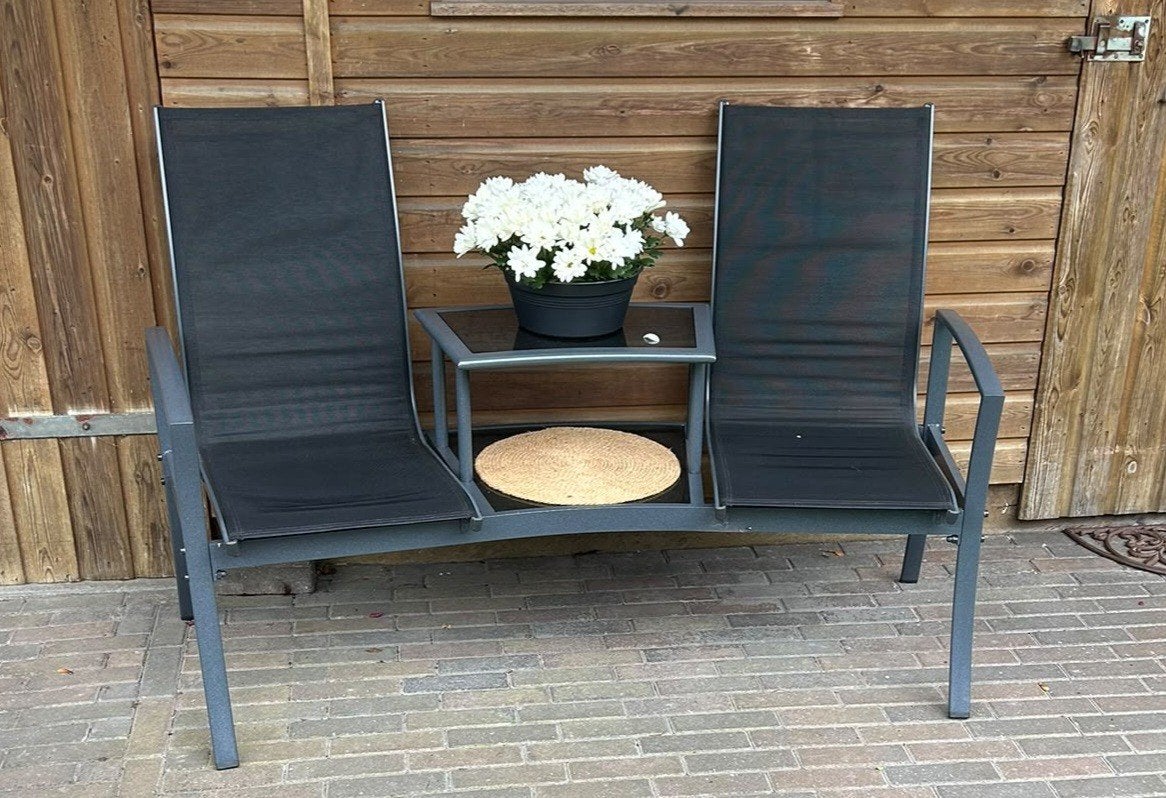 tuin bankje antraciet zgan, Tuin en Terras, Ophalen, Zo goed als nieuw, Aluminium