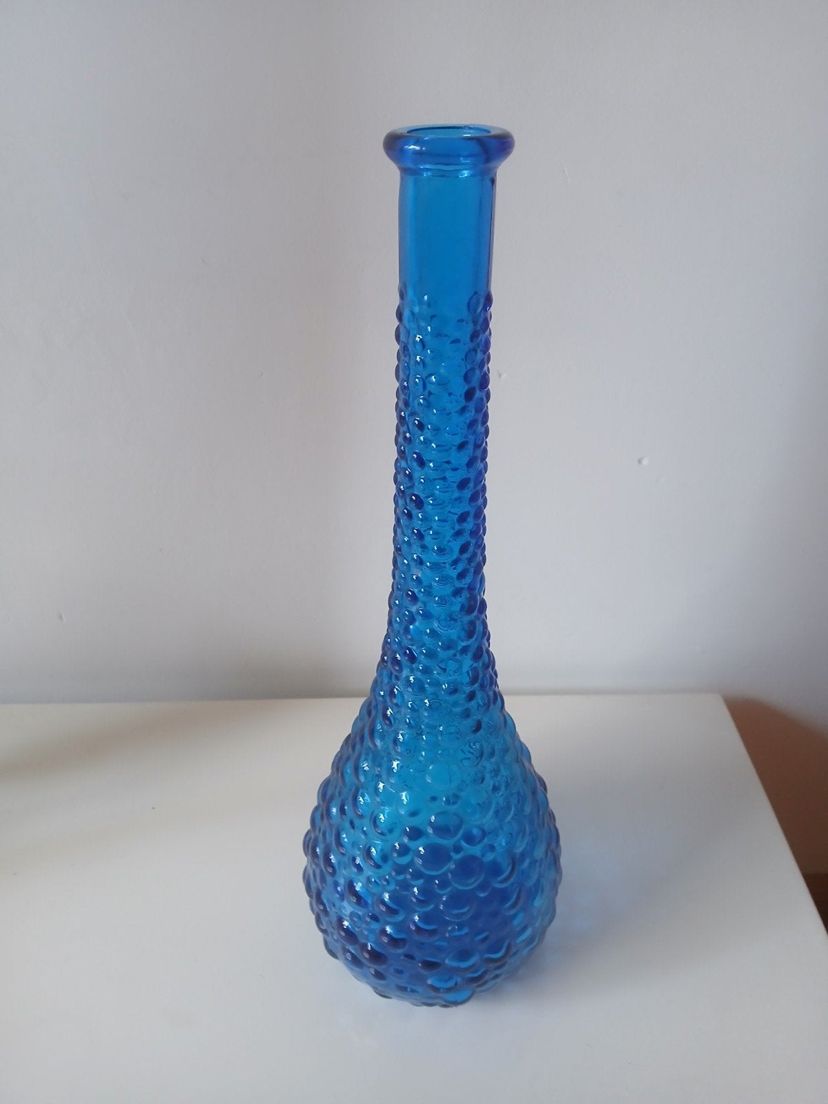Vintage Empoli blauwe glazen karaf uit de jaren 70, Blauw, Ophalen of Verzenden, 38 cm, Glas