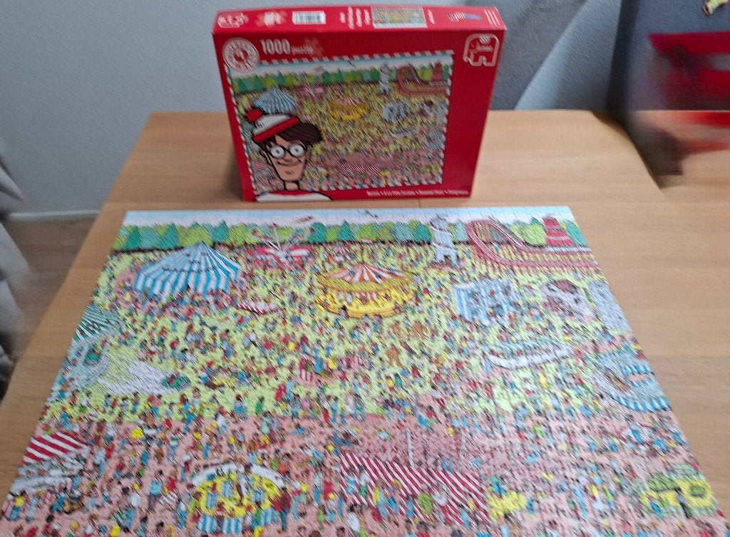 Puzzel 1000 stukjes Kermis Waar is Wally Jumbo, Ophalen of Verzenden, 500 t/m 1500 stukjes, Zo goed als nieuw