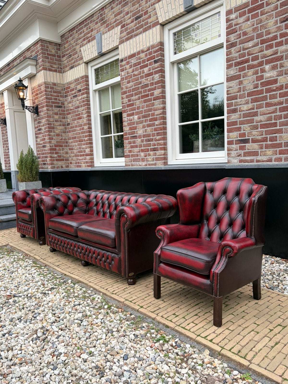 Bankstel chesterfield Springvale bank met 2 fauteuils ZGAN, Ophalen, 150 tot 200 cm, Driepersoons, Zo goed als nieuw