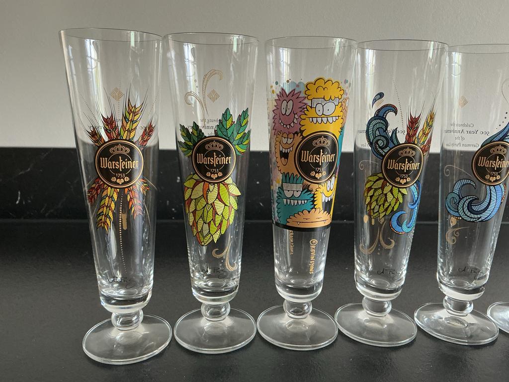 Warsteiner Art Collection Bierglazen - Set van 6, Ophalen of Verzenden, Zo goed als nieuw, Glas of Glazen, Overige merken