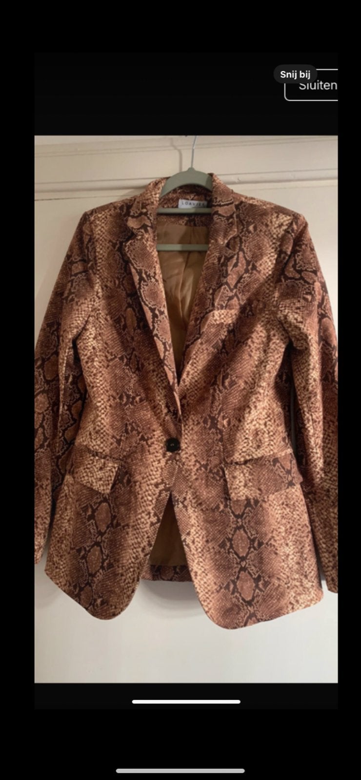 Loavies blazer met slangenprint - Maat XS, Bruin, Ophalen of Verzenden, Zo goed als nieuw, Jasje